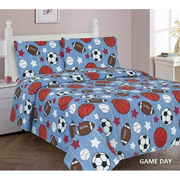 Sapphire Home 3 Piece Kids Boys Twin Sheet Set w//Fitted Twin Sheet Shark Gray Sharks Print Blue Gray Fun Print Flat /& 1 Pillow Case